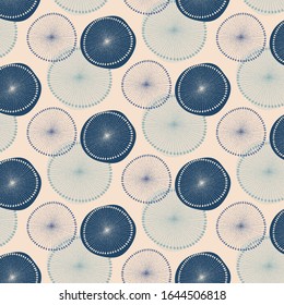 Cute Seamless pattern of dandy lions. Shades of blue. 