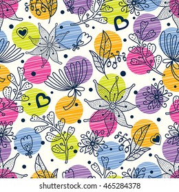 Cute seamless pattern with decorative flowers. Vintage and retro.