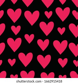 Cute seamless pattern of decorative hearts for Valentine's day. Can be used for wallpaper, textile, invitation card, wrapping, web page background.
