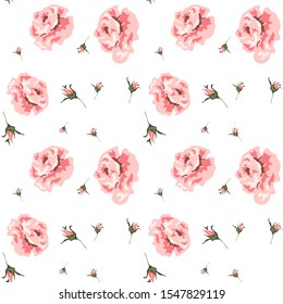 Cute seamless pattern with delicate roses for printing on teani and paper.