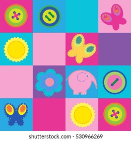 Cute seamless pattern with a design elements for kids