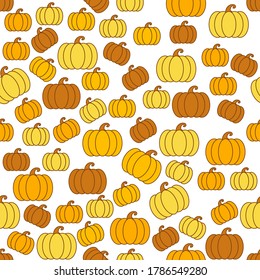 Cute seamless pattern design of pumpkin  isolated on white background. Suitable for wrapping paper, wallpaper, fabric, backdrop and etc.