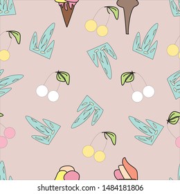 Cute seamless pattern designin colorful background. Can use for print, template, fabric, presentation, textile, banner, poster, wallpaper, poster
