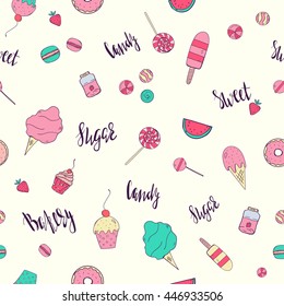 Cute seamless pattern with desserts