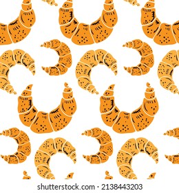 Cute seamless pattern with different croissants