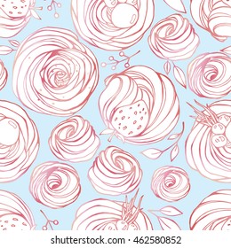 Cute seamless pattern of a different cupcake. hand-drawn illustration. 