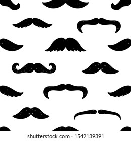 cute seamless pattern with different hand drawn moustache on white background. Good for textile and fabric prints, wallpaper and wrapping paper design, stationery, scrapbooking, etc. EPS 10