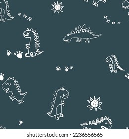 Cute Seamless pattern with dinosaurs