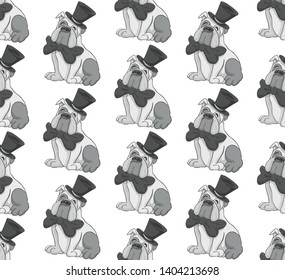 cute seamless pattern with dog gentleman vector isolated for kids design 