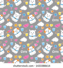 cute seamless pattern dog hand drawn 