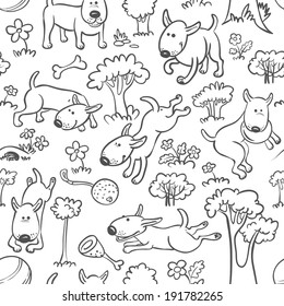 Cute seamless pattern with dogs