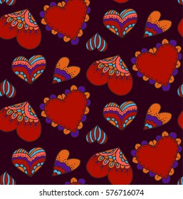 Cute seamless pattern. Doodle design. Love. Sketch