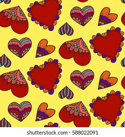 Cute seamless pattern. Doodle design. Love. Sketch