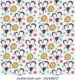 Cute seamless pattern with doodle flowers