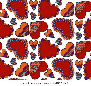 Cute seamless pattern. Doodle heart. Love. Heart. Valentine's Day. Hand draw