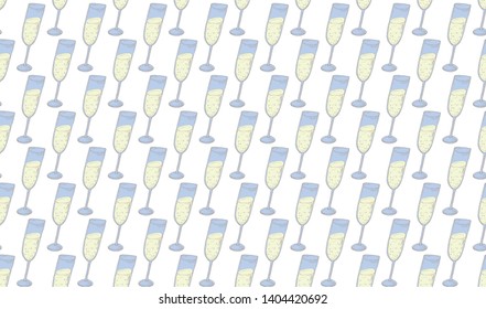 cute seamless pattern doodles style with champagne glasses vector isolated 