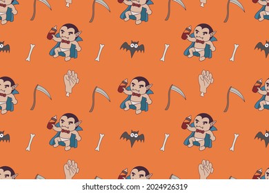 Cute seamless pattern dracula suitable for print, t shirt, baby design, cartoon, art