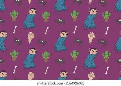 Cute seamless pattern dracula suitable for print, t shirt, baby design, cartoon, art