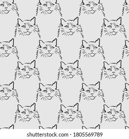 Patrón sin costura con gatos dibujados