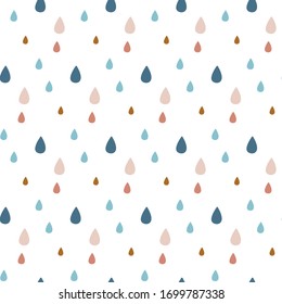 Cute seamless pattern of drops and hearts in the style of Scandi! Ideal for any children's, children's clothing, to create fun, modern invitations for birthdays, baby showers, holiday