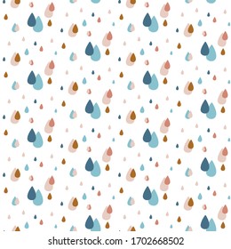 Cute seamless pattern of drops and hearts in the style of Scandi! Ideal for any children's, children's clothing, to create fun, modern invitations for birthdays, baby showers, holiday