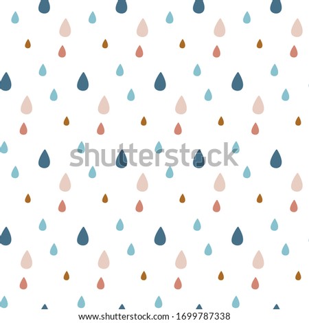 Cute seamless pattern of drops and hearts in the style of Scandi! Ideal for any children's, children's clothing, to create fun, modern invitations for birthdays, baby showers, holiday
