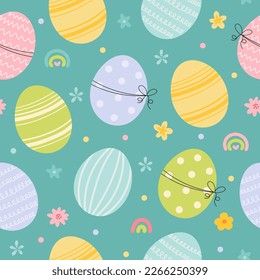 Cute seamless pattern with easter coloured eggs