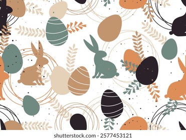 Cute seamless pattern. Easter party concept background. Easter bunny ears with Easter eggs. Happy Easter background texture. Vector cute poster for Egg Hunt