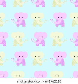 Cute seamless pattern elephant vector