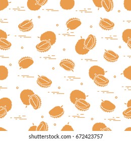 Cute seamless pattern with exotic fruits durian.Thailand theme. Design for poster or print.