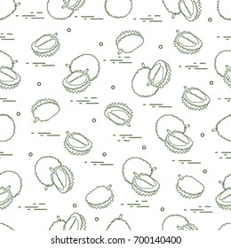 Cute seamless pattern with exotic fruits durian.Thailand theme. Design for poster or print.