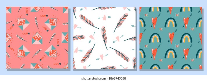 Cute seamless pattern for fabric design. Beautiful color. Elegant art. Seamless vector pattern. valentine's day. love.