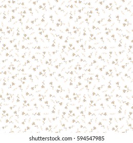 Cute seamless pattern for fashion prints. Vintage vector floral background in beige and gray colors. Ditsy style. Printing with small flowers on a white background.