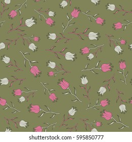 Cute seamless pattern for fashion prints. Ditsy style. Printing with small flowers on a brown background. Vintage vector floral background.