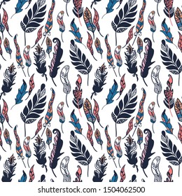 Cute seamless pattern with feather.