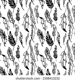 Cute seamless pattern with feather.