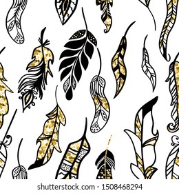 Cute seamless pattern with feather.