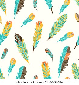 Cute seamless pattern with feather. Seamless pattern can be used for wallpaper, pattern fills, web page background, surface textures.