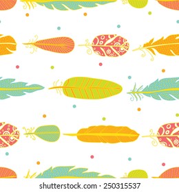 Cute seamless pattern with feathers. Seamless pattern can be used for wallpaper, pattern fills, web page background, surface textures.