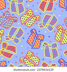 Patrón perfecto con arcos de puntos de polka multicolores exuberantes