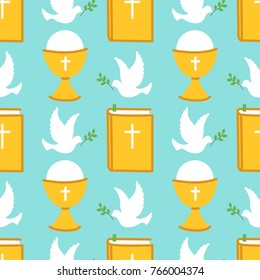 Cute seamless pattern for First Communion for boys