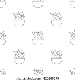 Cute seamless pattern with flower succulent pots