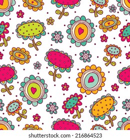 Cute seamless pattern with flowers. Seamless pattern can be used for wallpaper, pattern fills, web page background, surface textures.