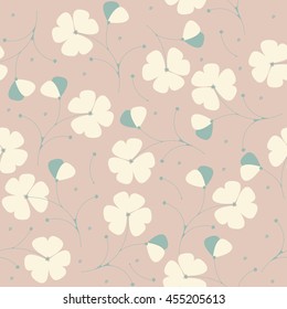 Cute seamless pattern with flowers and leaves can be used for cards, textile, linen, tile and more creative designs.