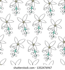 Cute seamless pattern with flowers on white background, textil design 