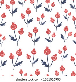 Cute seamless pattern with flowers in scandinavian style. Perfect for wrapping paper, fabric texture, wallpaper