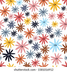 Cute seamless pattern with flowers in scandinavian style. Perfect for wrapping paper, fabric texture, wallpaper