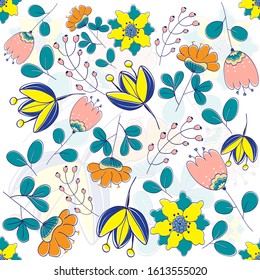 cute seamless pattern with flowers. Summer floral repeat background for fabrics or wallpapers. flowers pattern.