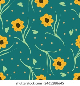 Cute seamless pattern with flowers in vector