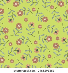 Cute seamless pattern with flowers in vector